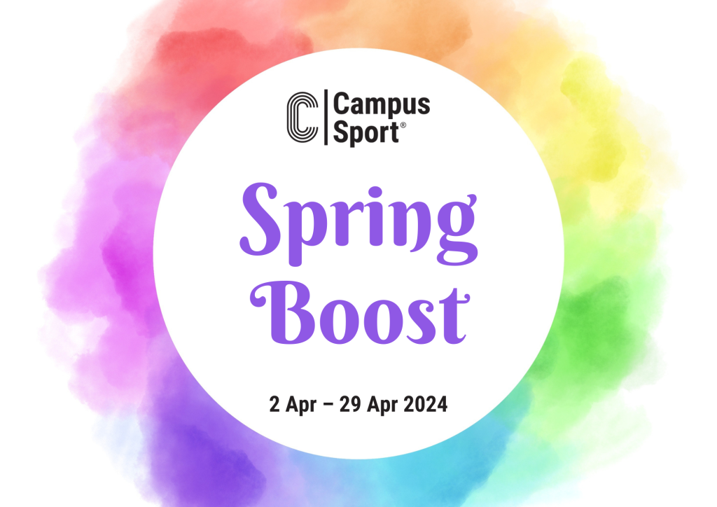 Text Spring Boost and multiple colours in the background.